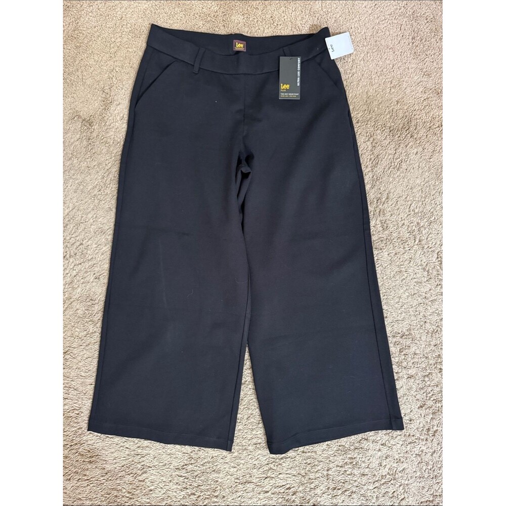 NWT Lee Wide-Leg Pull-on Pants Women's Black size 16P Office Minimalist Capsule